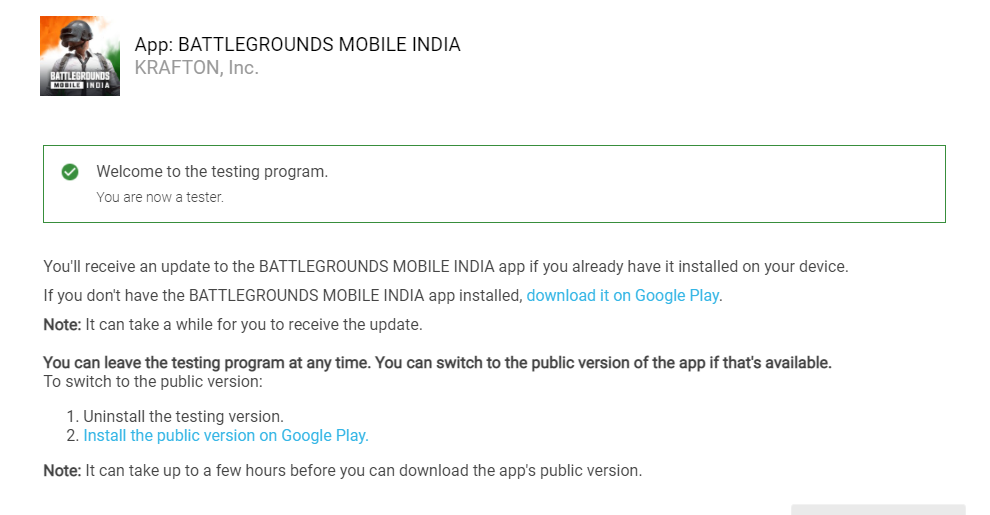 EARLY ACCESS BattleGound Mobile India  