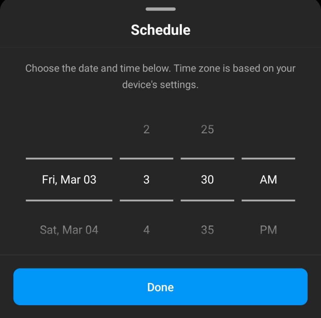 Instagram schedule post option